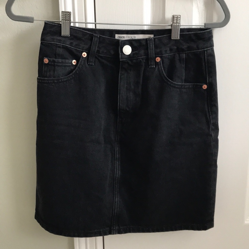 ASOS washed black denim skirt